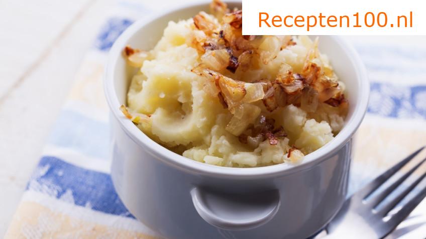Aardappelpuree gebakken in spek