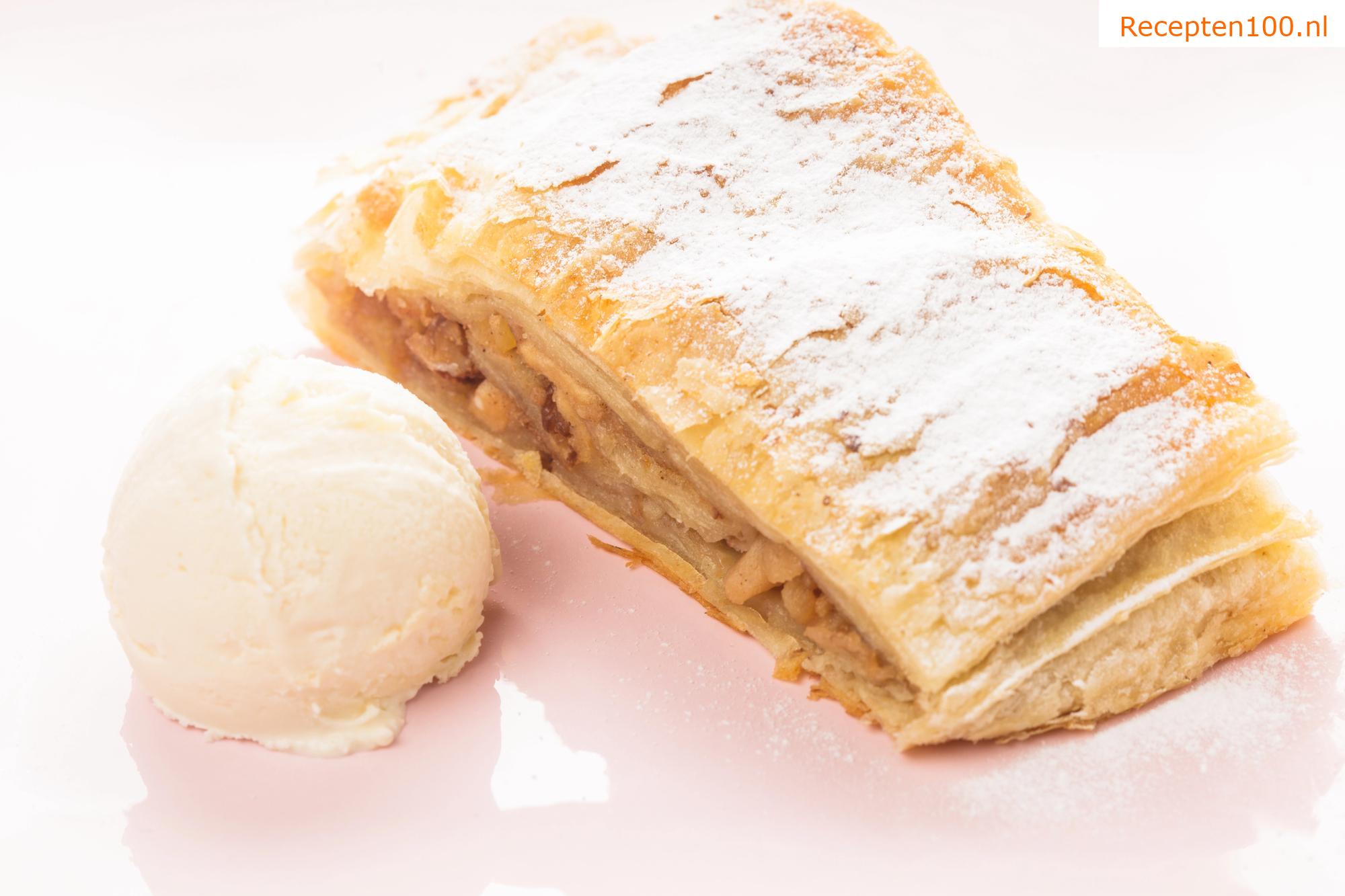 Appelstrudel van kwarkdeeg