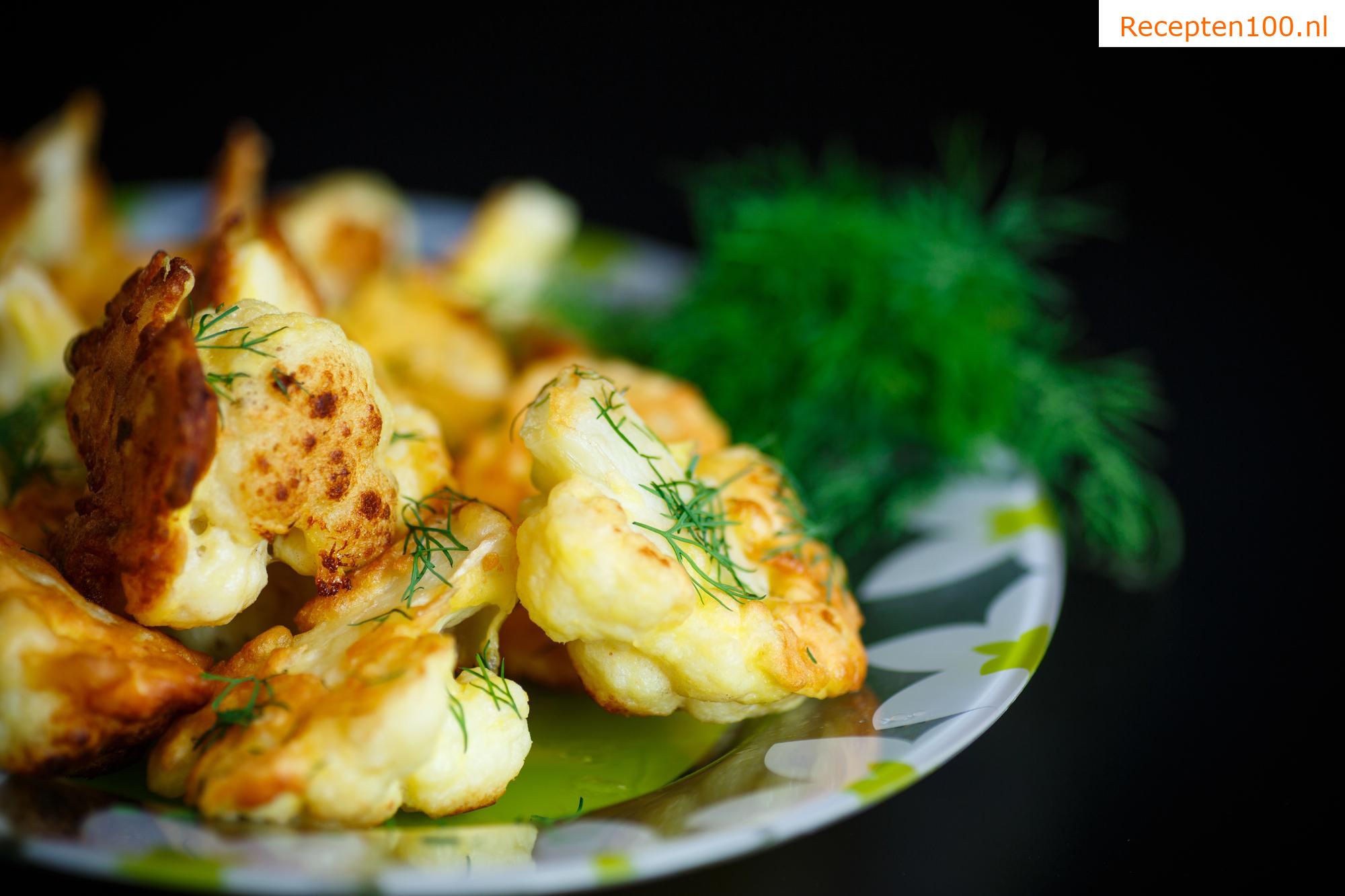 Gefrituurde bloemkool in pittig beslag