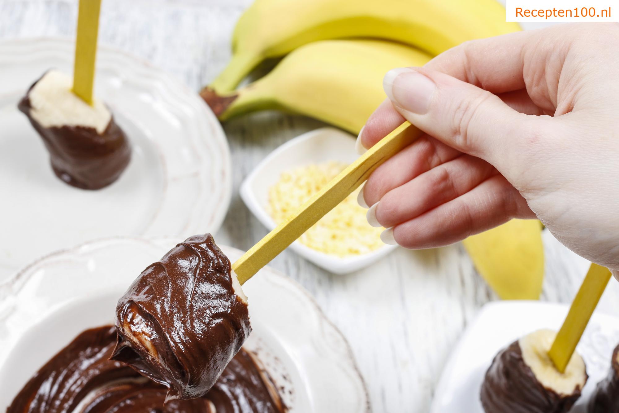 Geweldige bananen in chocolade