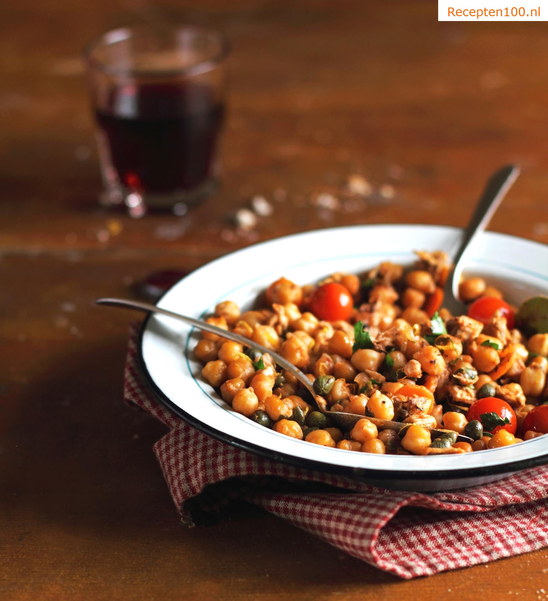 Kikkererwtensalade met tonijn