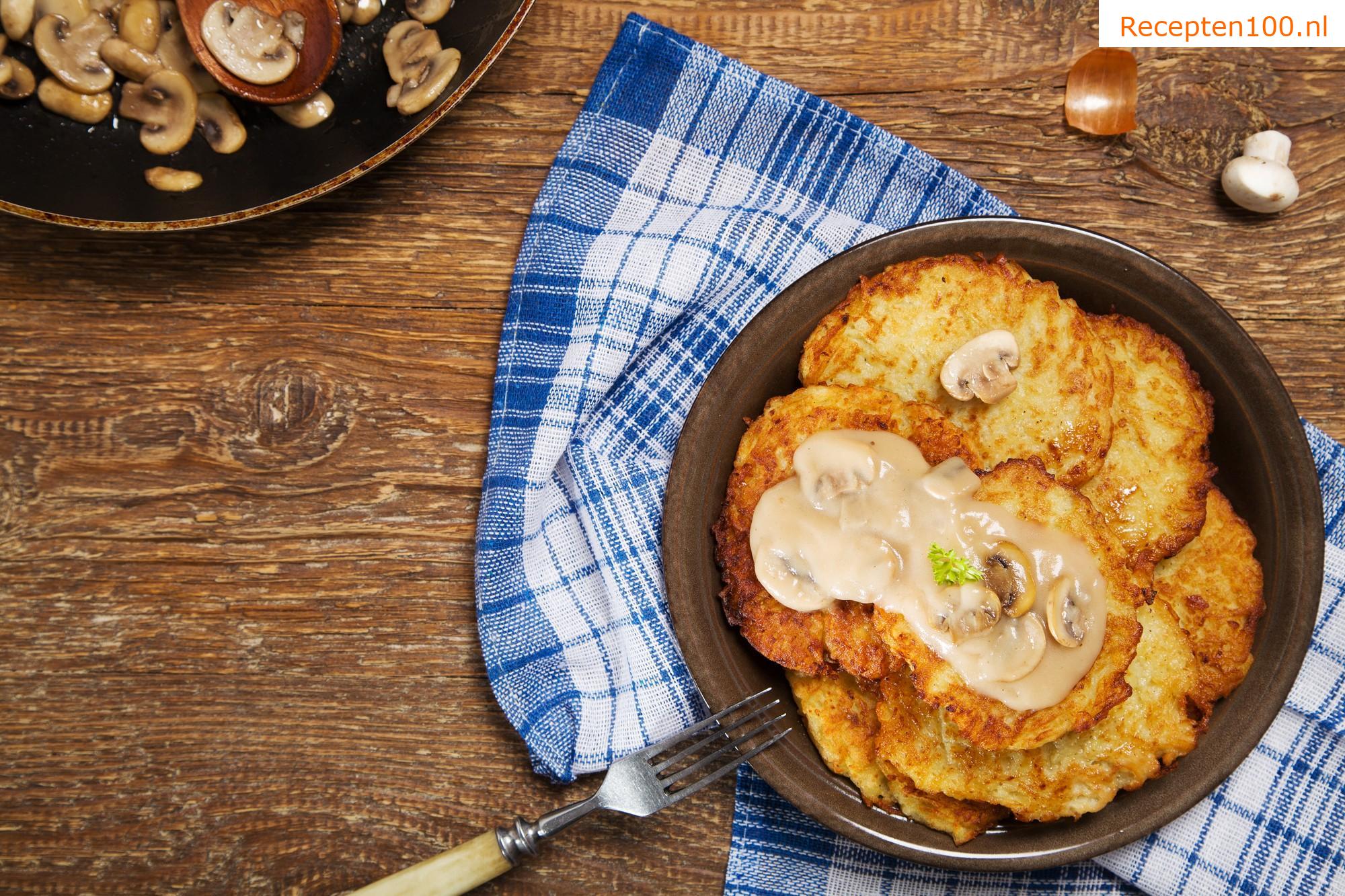 Roggebrood-pannenkoeken met champignons